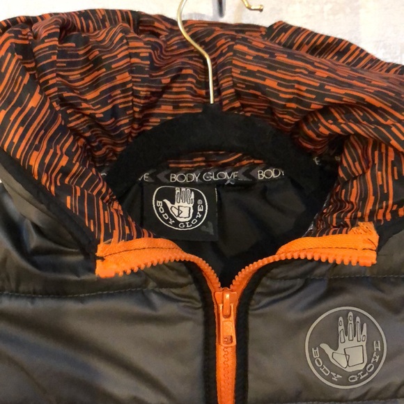 Body Glove boys hooded gray and orange puffer jacket orange zippers Size 5 - Picture 5 of 11
